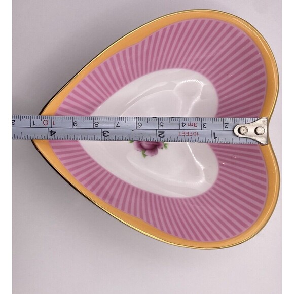 Royal Albert Sweet Stripe Candy Collection Heart Dish Used - Picture 16 of 16